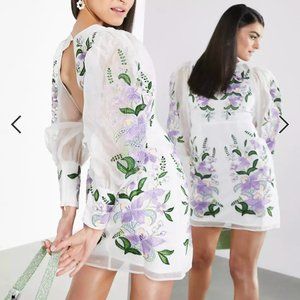 ASOS embroidered organza mini dress - SIZE US 2 - NWOT - FREE SHIPPING